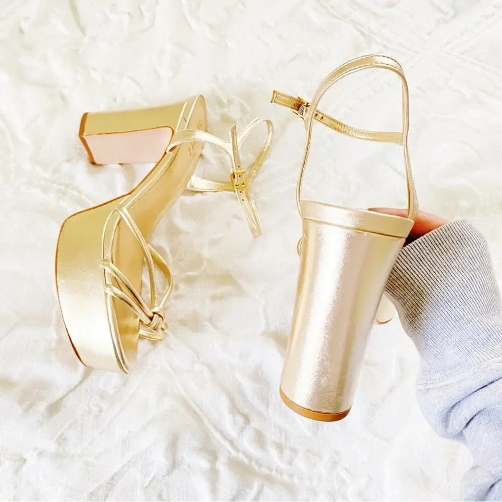 Schutz Gold Kelsie Platform Heels